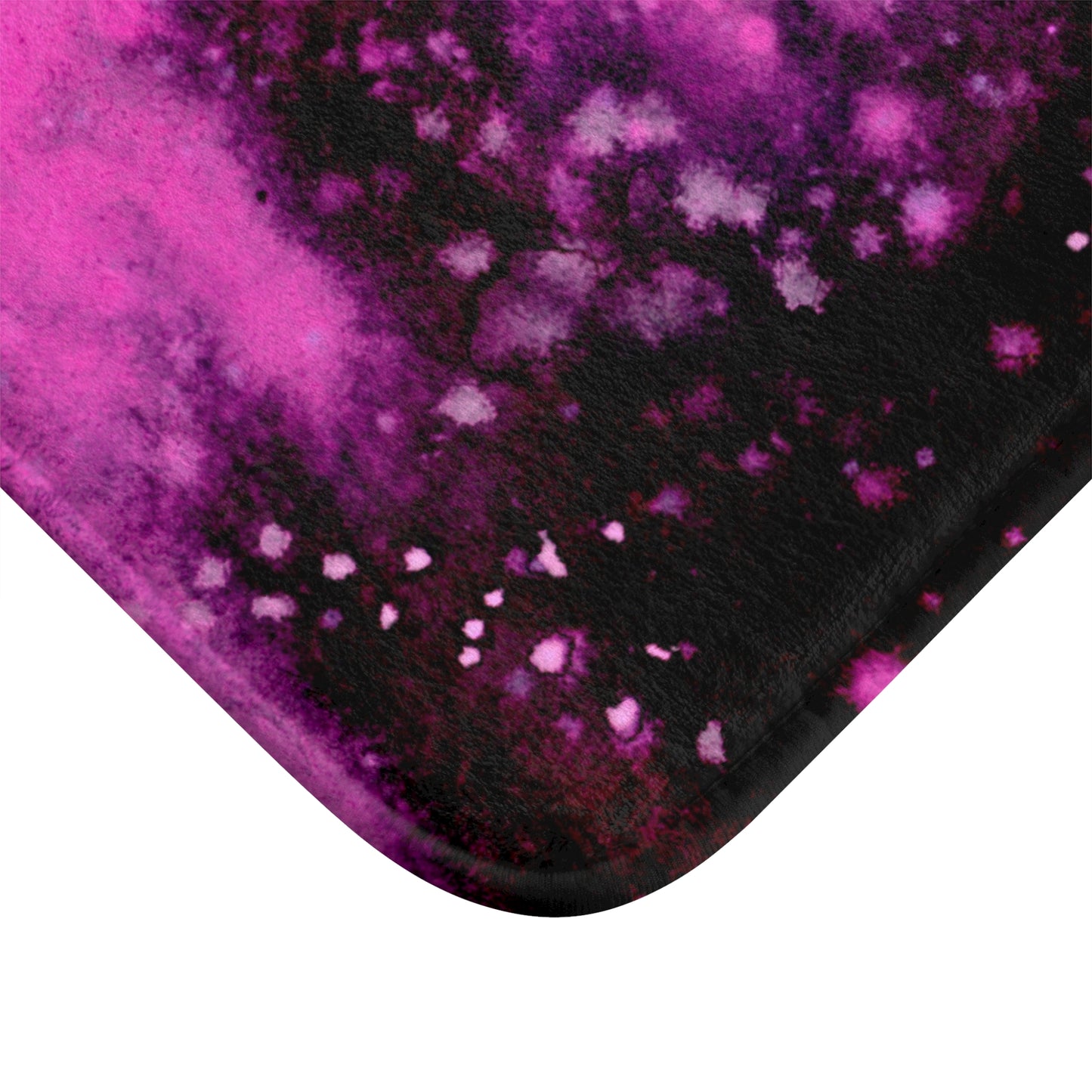 Rose Colored Galaxy Bath Mat  Anti-Slip, 100% Microfiber Rug- Home & Bathroom Supplies