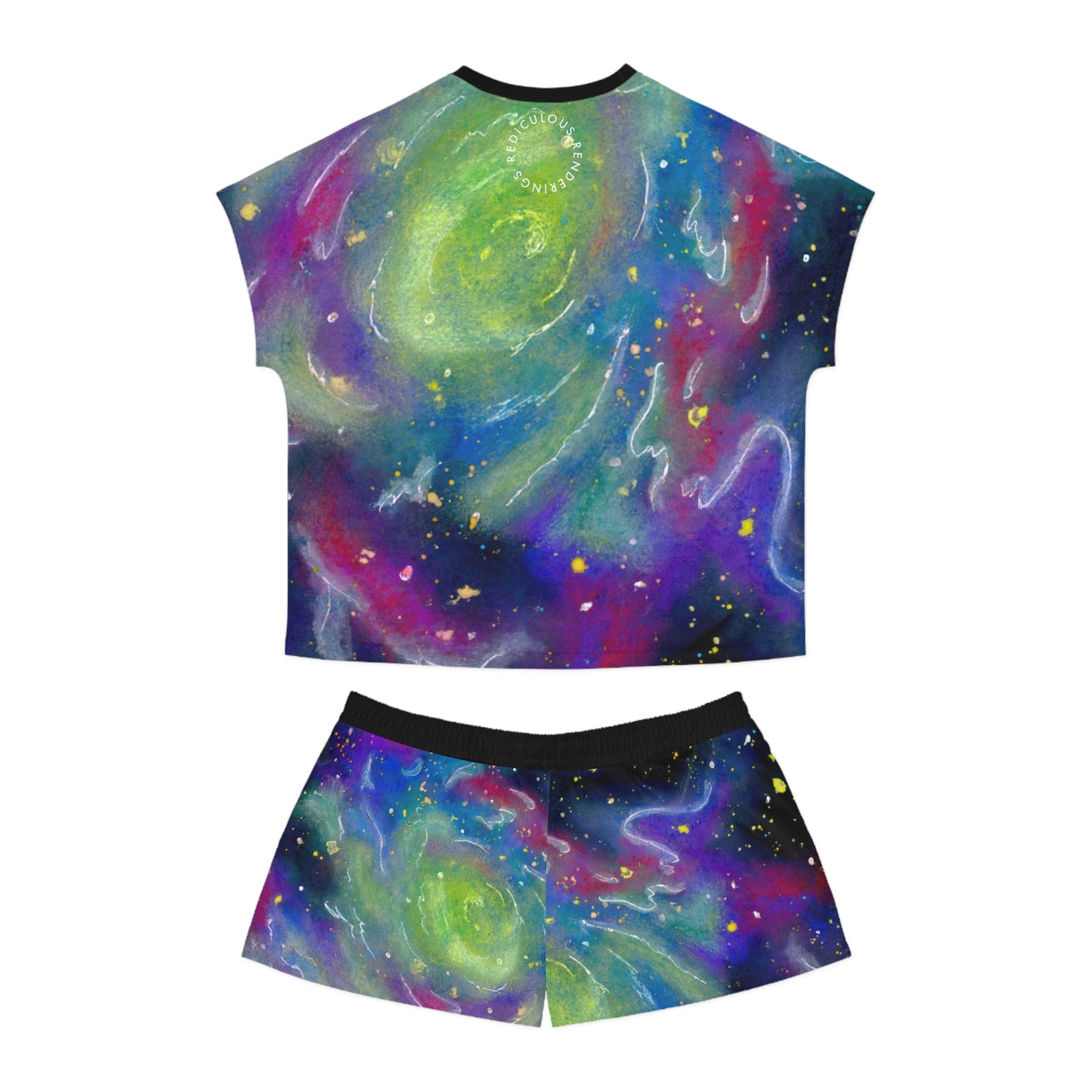 Rainbow Vortex Galaxy Women's Short Pajama Set (AOP)