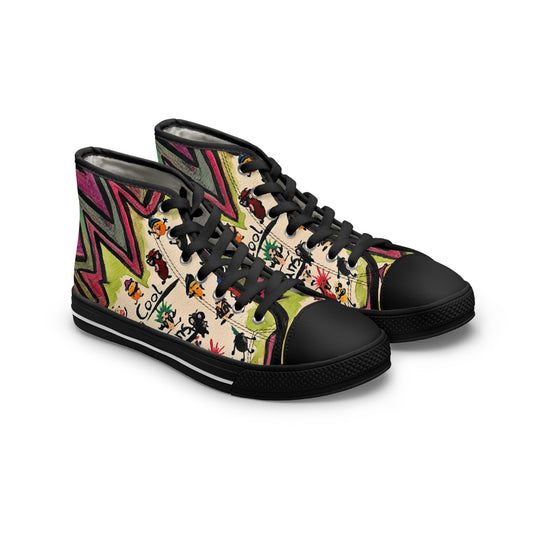 Women's High Top Sneakers — Colorful Retro Cool Beans Pattern Casual Shoes