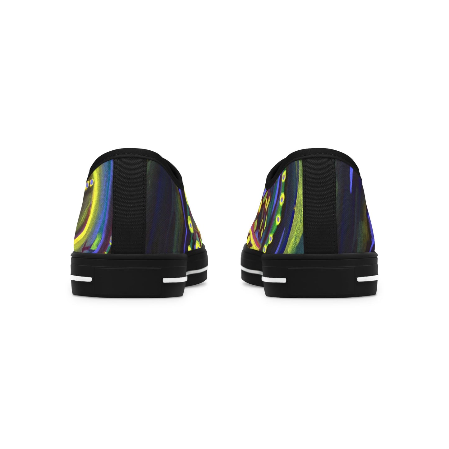 Women's Low Top Sneakers — Vibrant Neon Abstract Octopus Art Casual Shoes