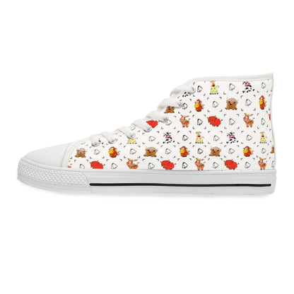 Women's High Top Sneakers — Cute Autumn Animal Cow Pattern Casual Shoes