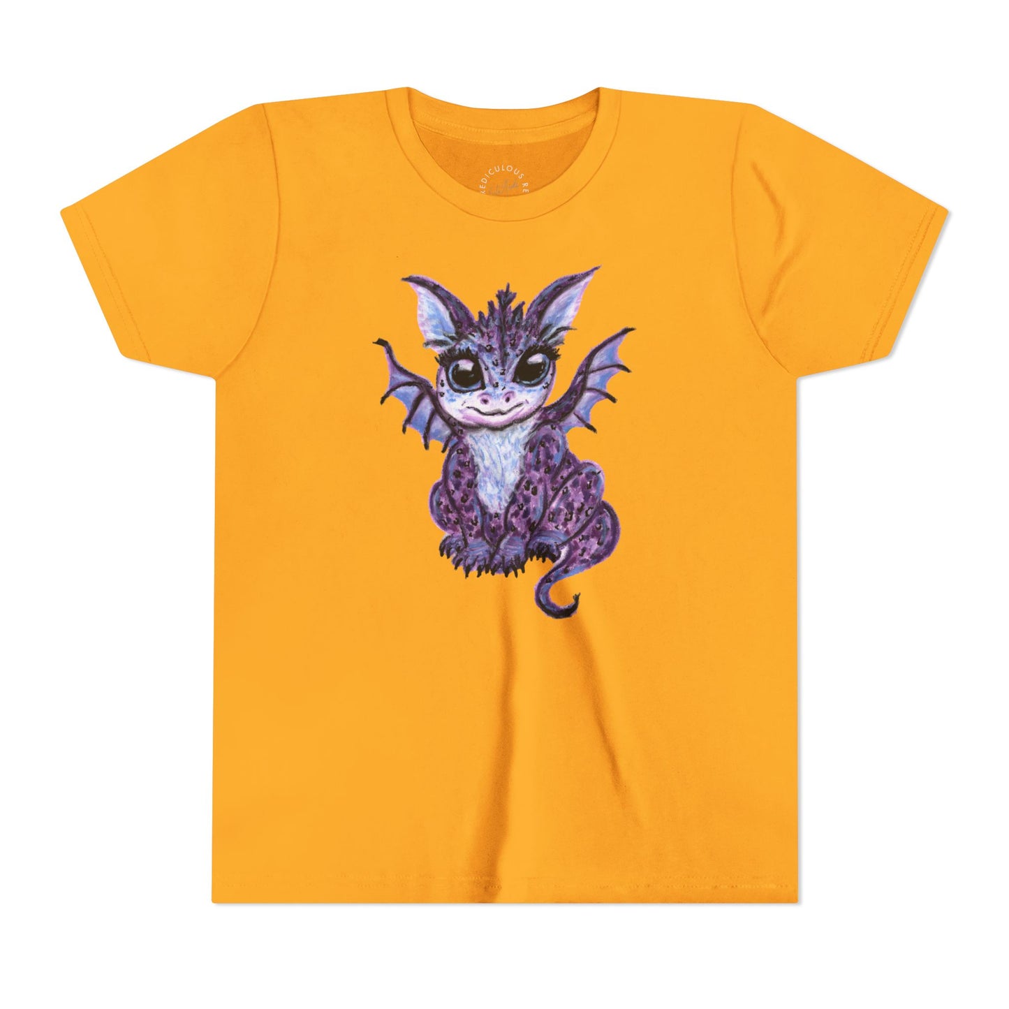 Youth Tee — Cute Purple Baby Dragon Illustration Kids Shirt