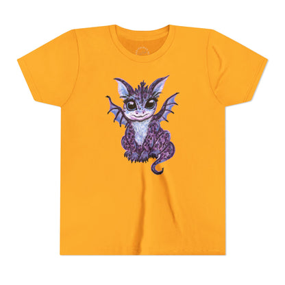 Youth Tee — Cute Purple Baby Dragon Illustration Kids Shirt