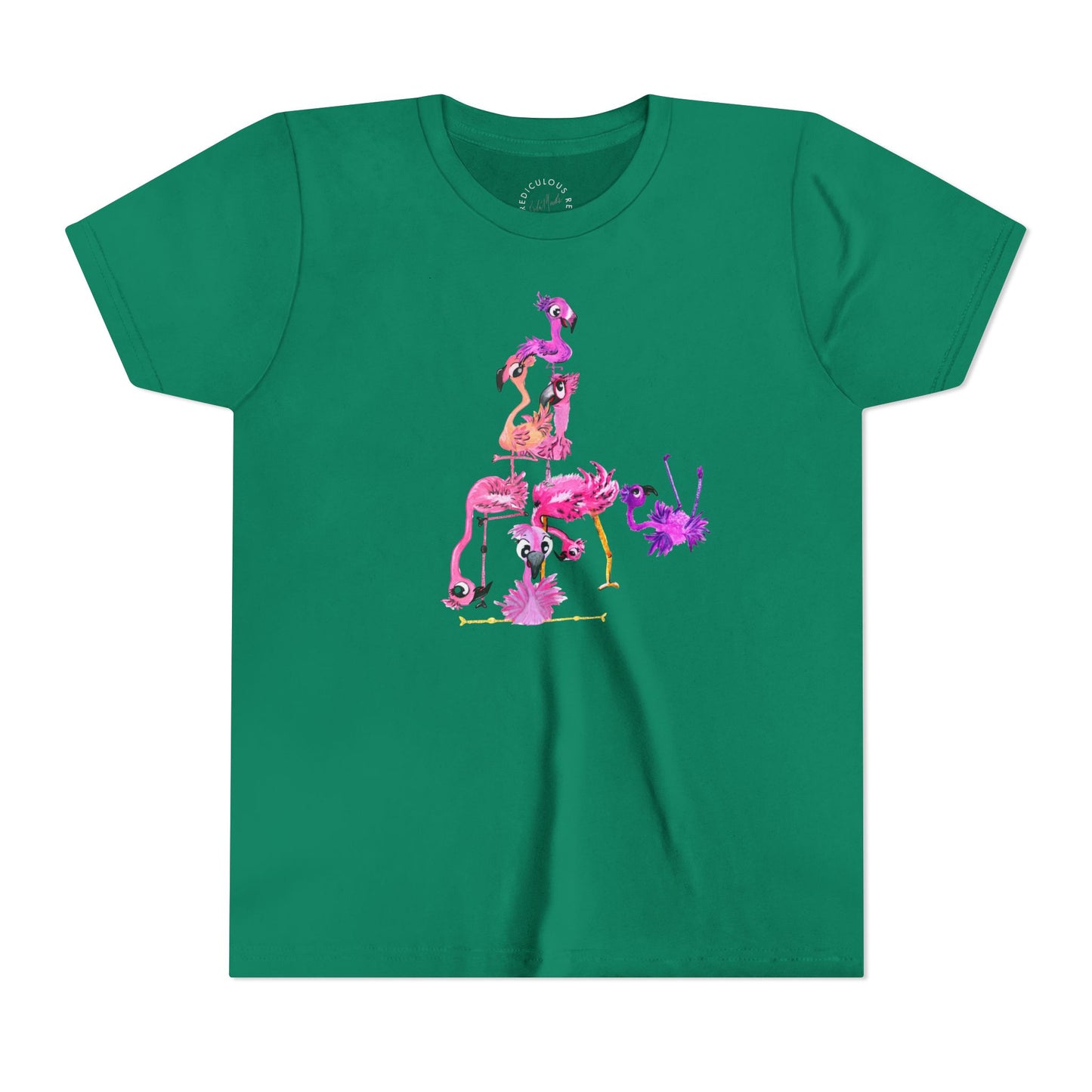Youth Tee — Watercolor Pink Flamingo Stack Kids T-Shirt