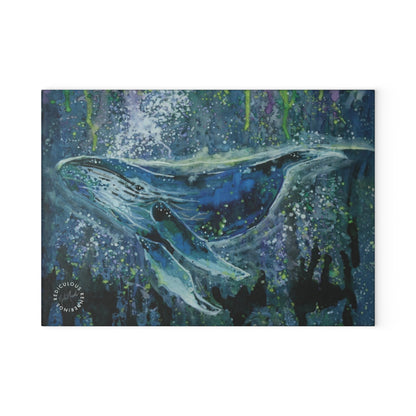 Whale Ocean Glass Cutting Board – Artistic Humpback Sea Life Kitchen Board
