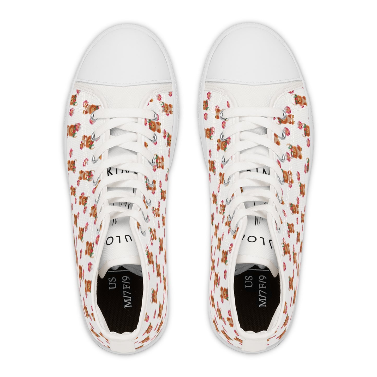 Women's High Top Sneakers - Cute Highland Cow Pattern Casual Canvas Shoes