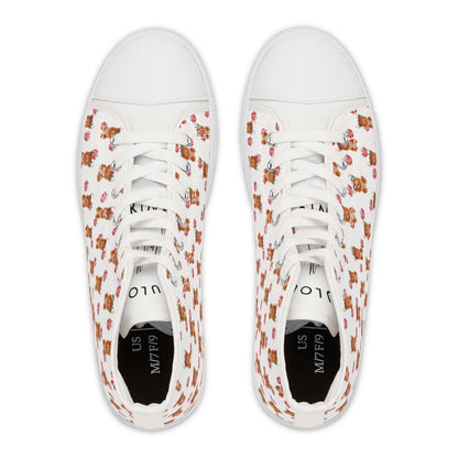 Women's High Top Sneakers - Cute Highland Cow Pattern Casual Canvas Shoes