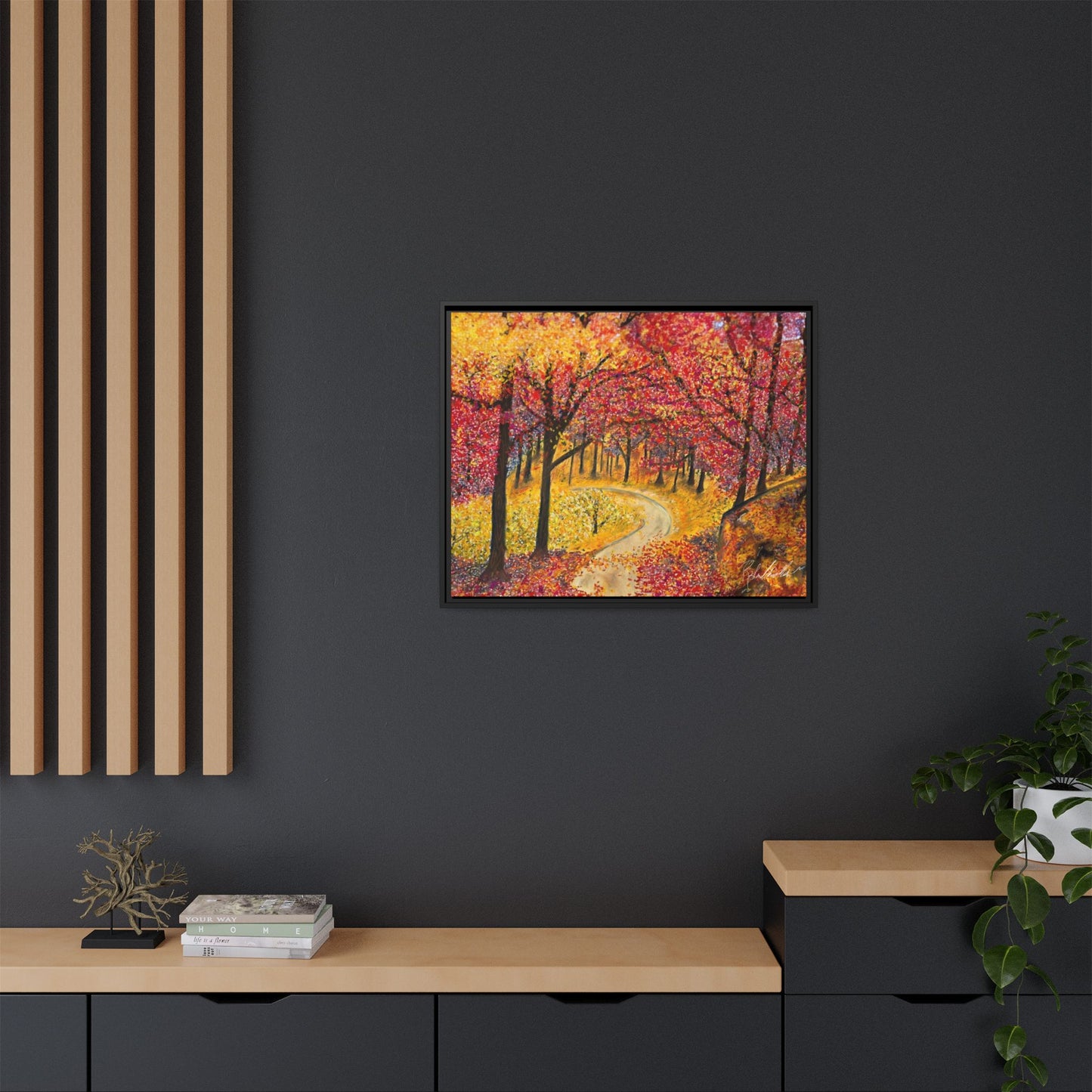 Vibrant Fall Forest Framed Wall Art