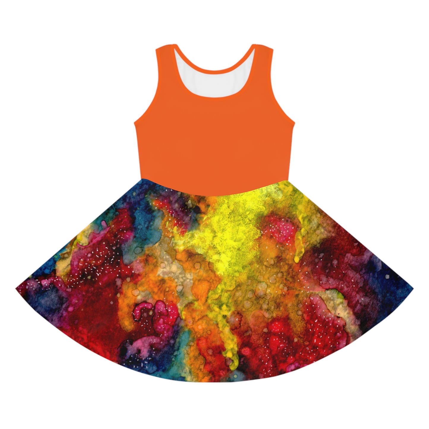 Orange Top Sunset Clouds Galaxy Girls' Sleeveless Sundress (AOP)