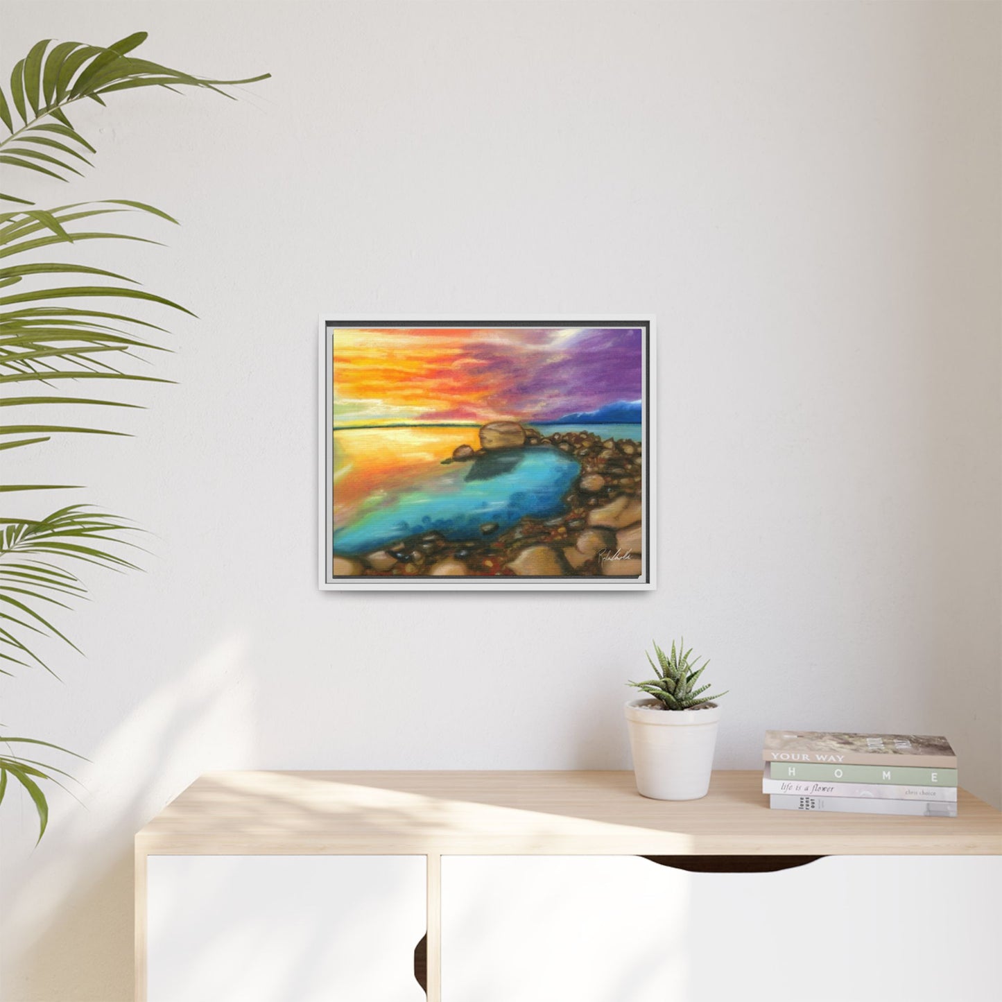 Sunset Ocean Beach Framed Wall Art
