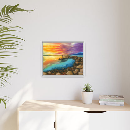 Sunset Ocean Beach Framed Wall Art