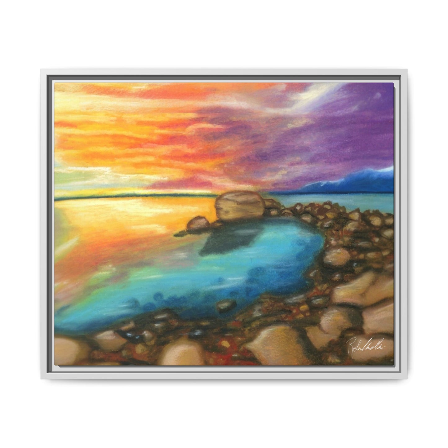 Sunset Ocean Beach Framed Wall Art