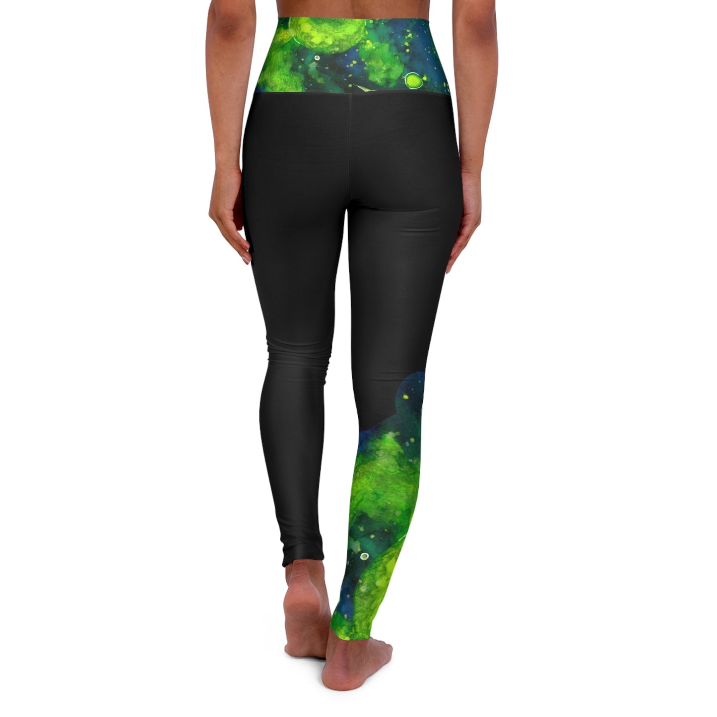 Green Galaxy High Waisted Yoga Leggings (AOP)