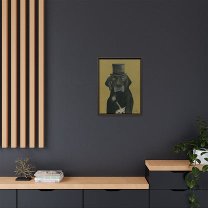 Black Lab Dog in Top Hat Framed Wall Art