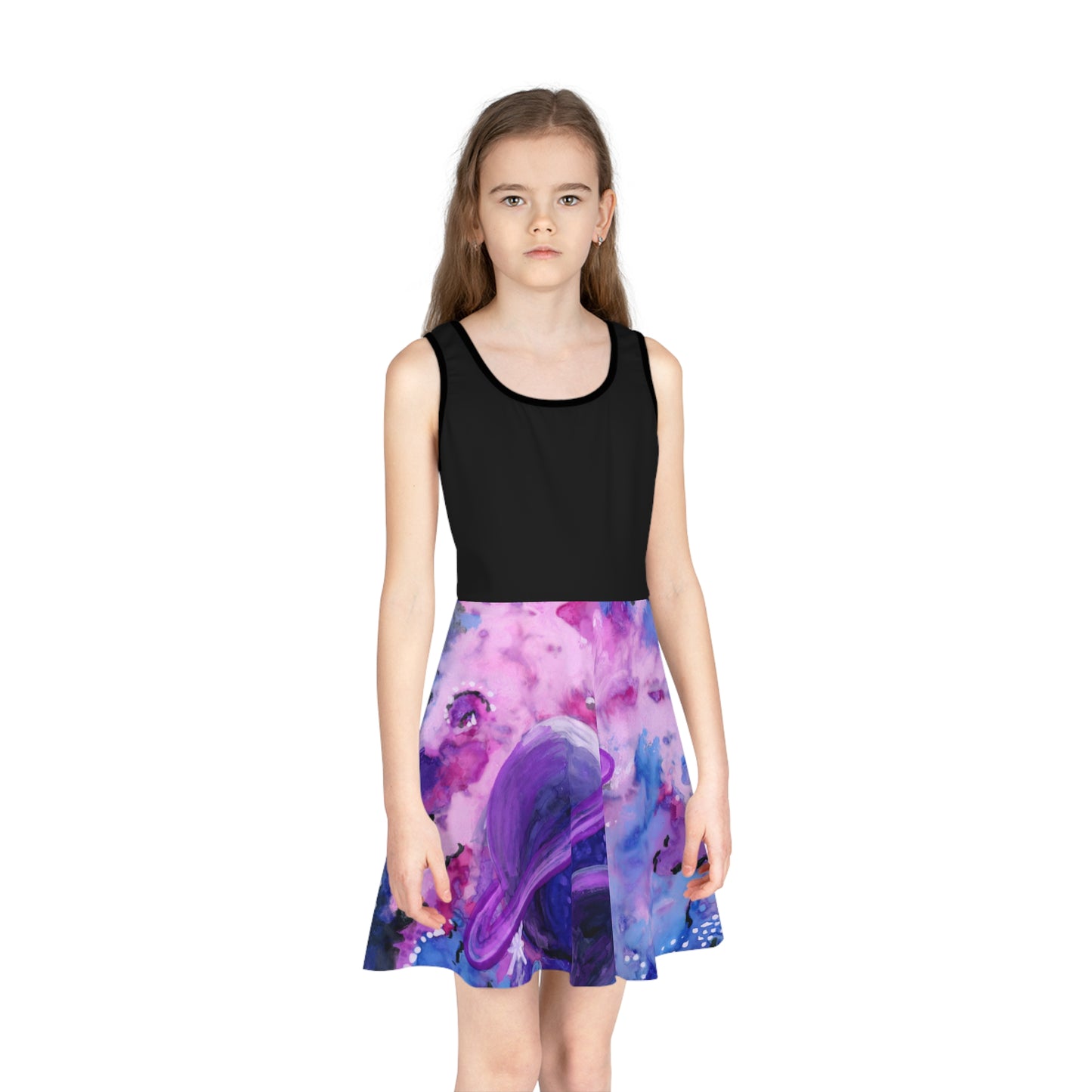 Purple Galaxy Girls' Sleeveless Sundress (AOP)