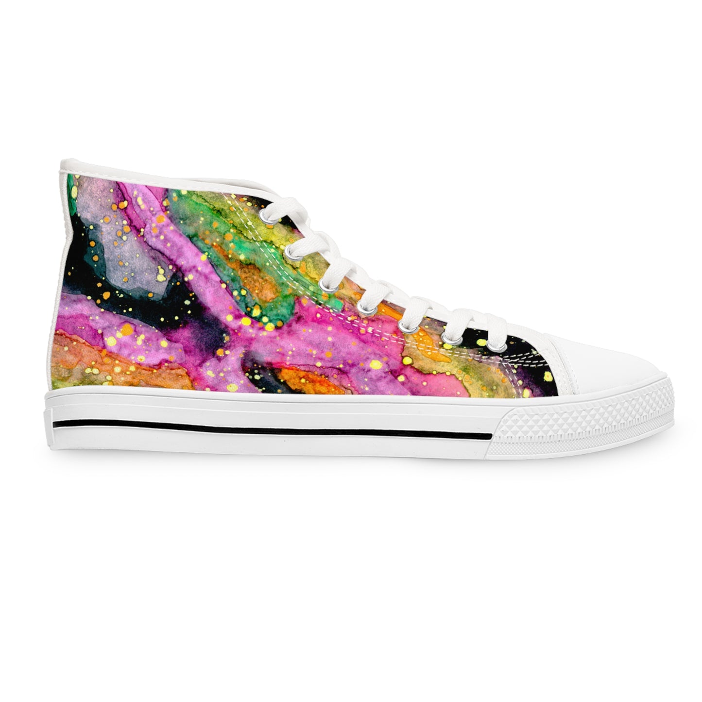 Neon Galaxy Unisex Classic High Top Sneakers Closed Toe Casual Walking Fashion Shoes