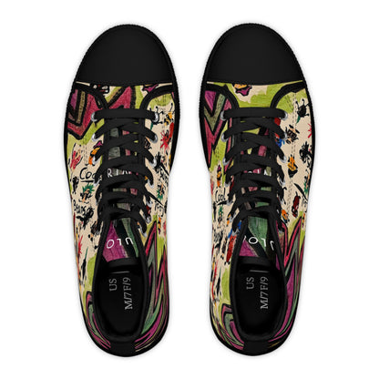 Women's High Top Sneakers — Colorful Retro Cool Beans Pattern Casual Shoes
