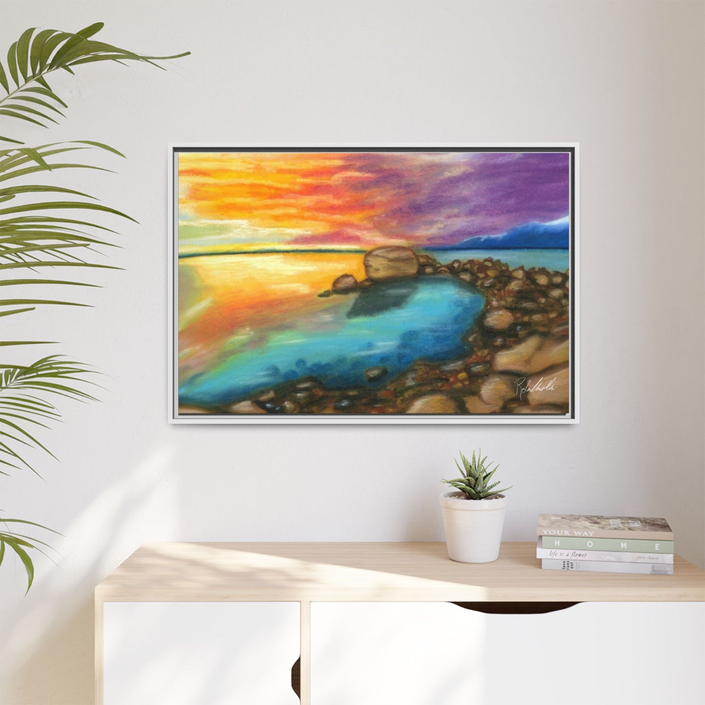 Sunset Ocean Beach Framed Wall Art