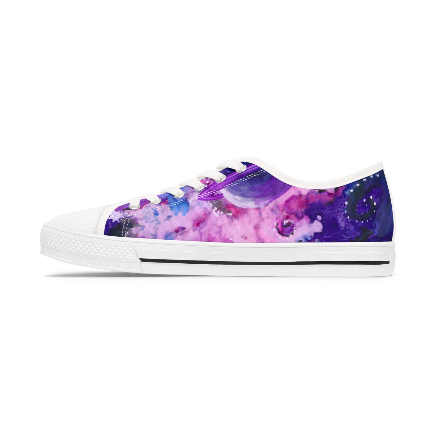 Purple Galaxy Women's Low Top Sneakers — Abstract Tie-Dye Cosmic Design