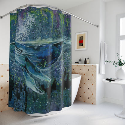 Whale Dream Shower Curtain — Ocean Art Nautical Bathroom Décor