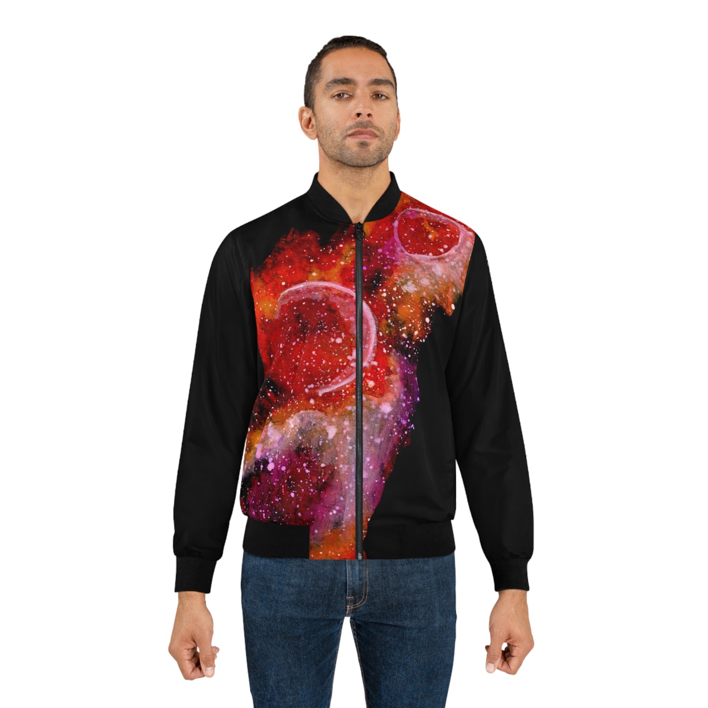 Orange Moons Galaxy Men's Bomber Jacket (AOP)