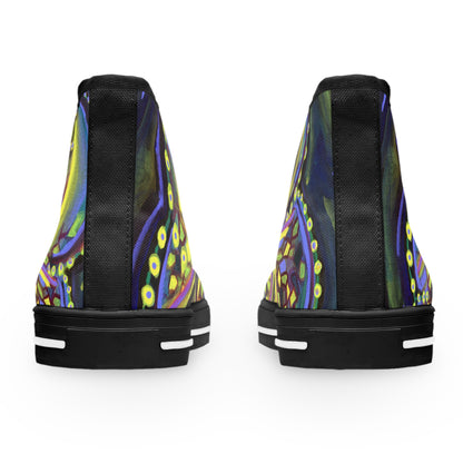 High Top Sneakers — Psychedelic Abstract Green Octopus Art Women’s Sneakers