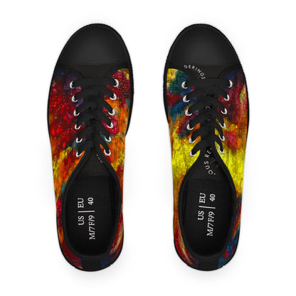 Low Top Sneakers — Vibrant Abstract Watercolor Print for Women
