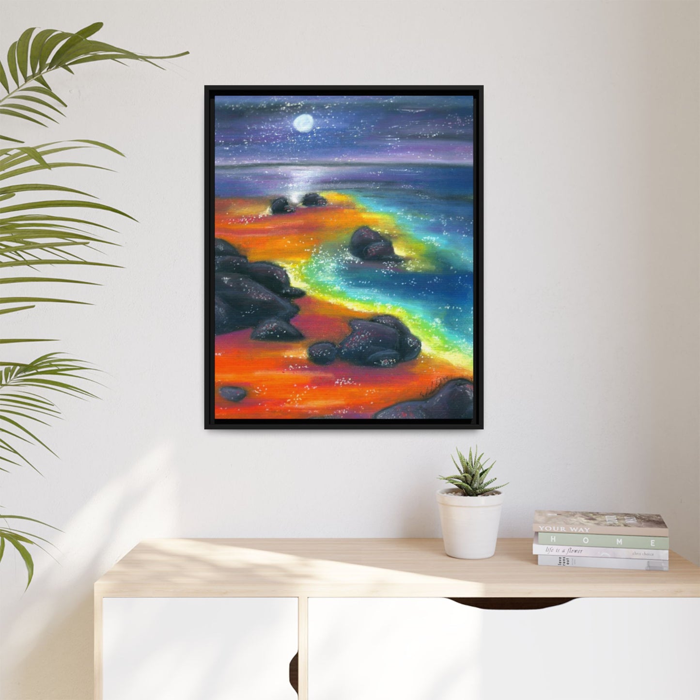 Beach at Night Frame Wall Art