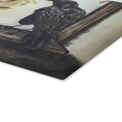 Raven Window Glass Cutting Board — Gothic Kitchen Decorative Chopping Board