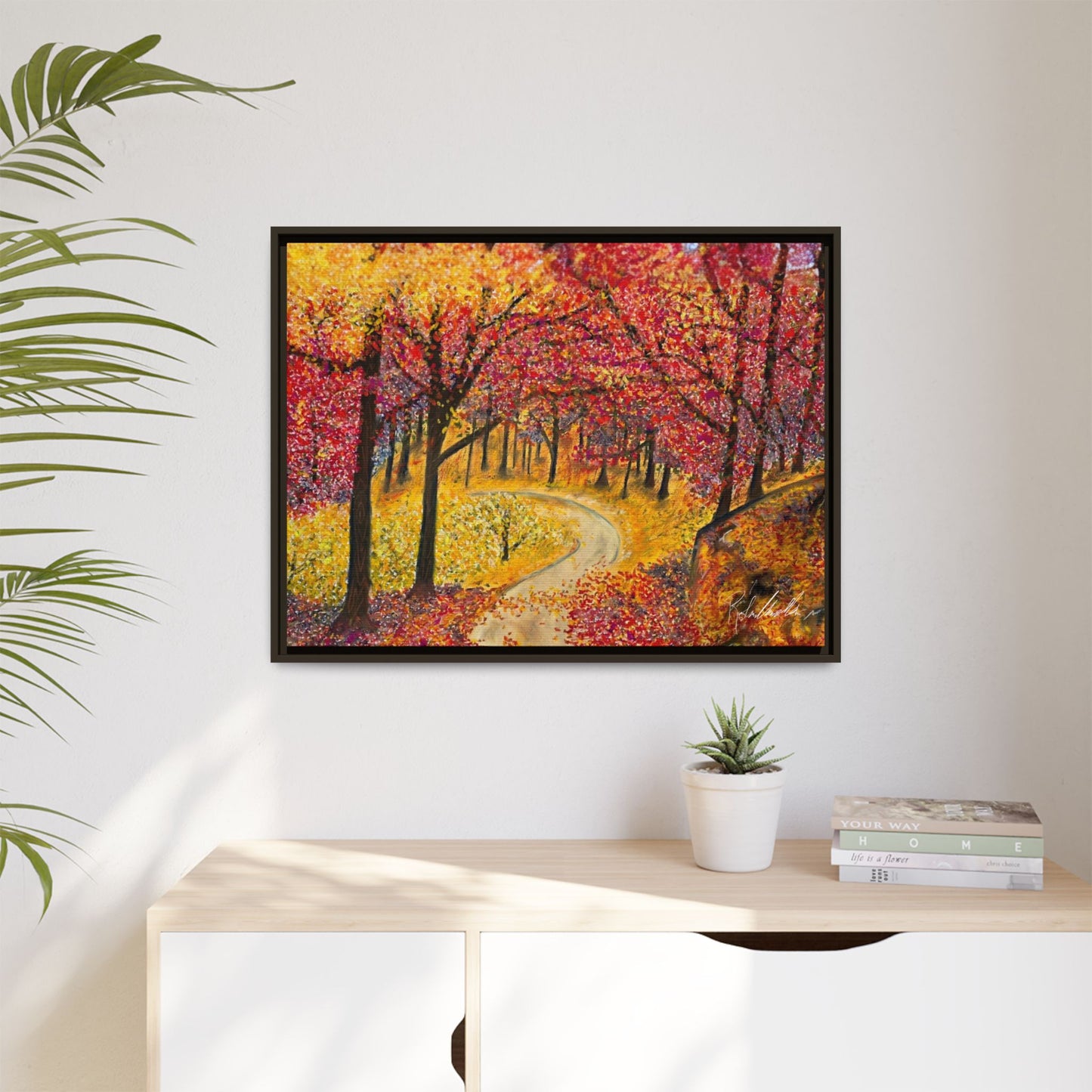 Vibrant Fall Forest Framed Wall Art
