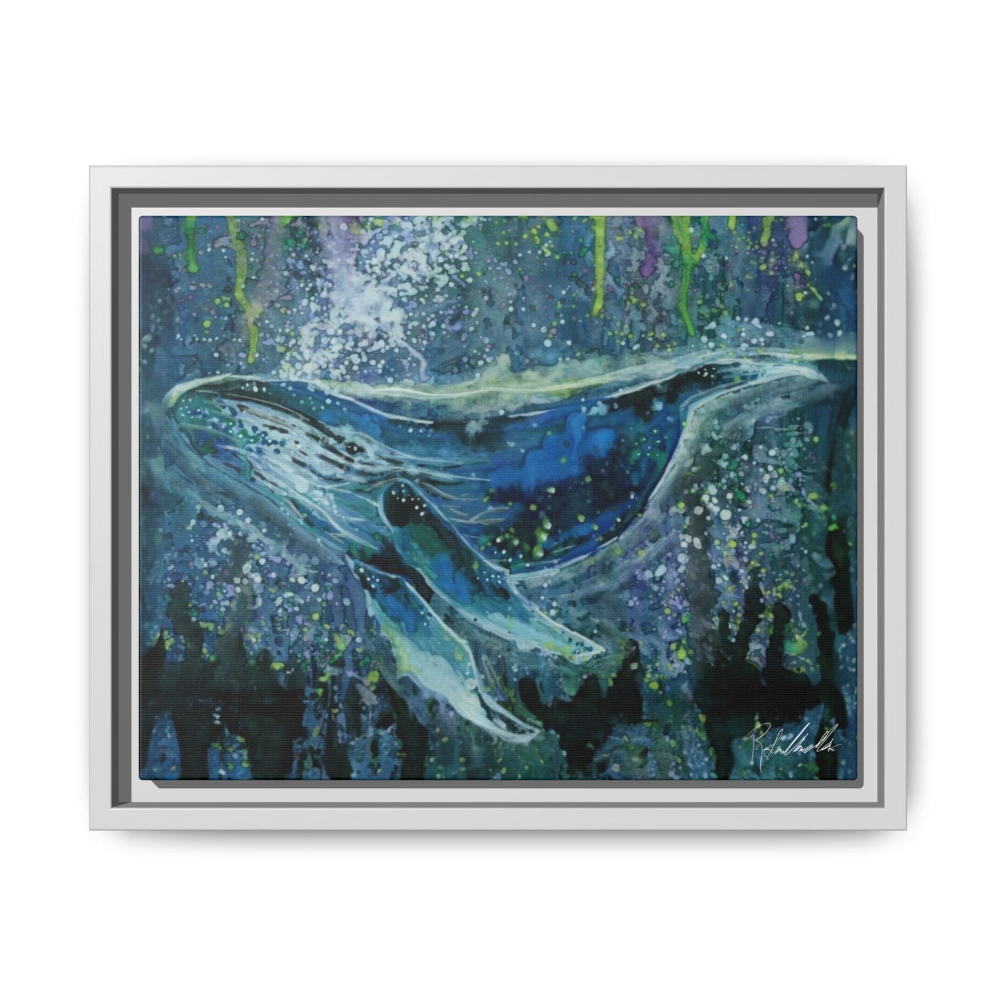 Watercolor Whale Framed Wall Art