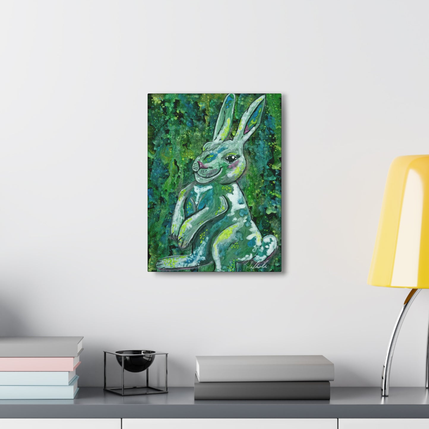 Green Rabbit Canvas Gallery Wraps