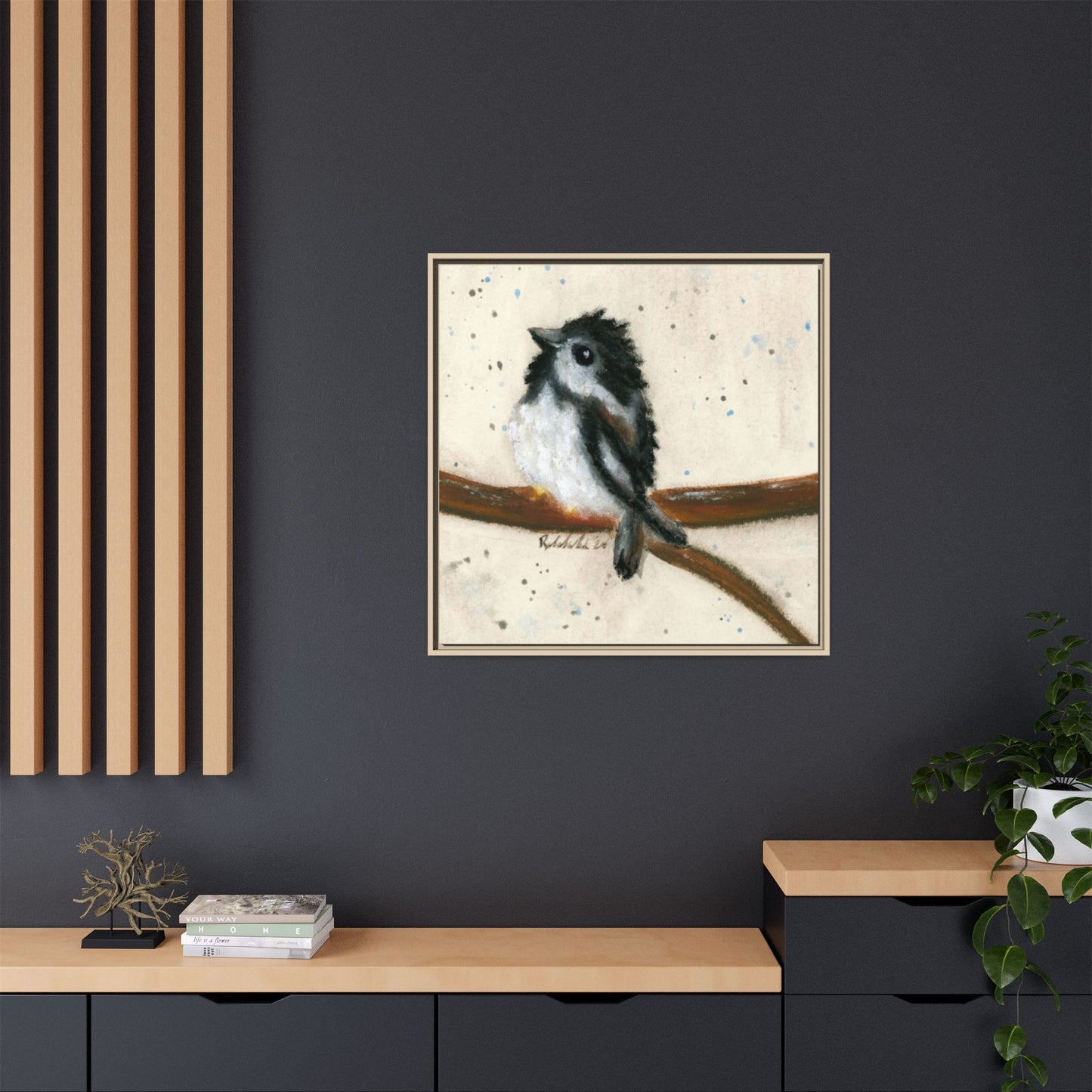 Black Finch Bird Framed Wall Art