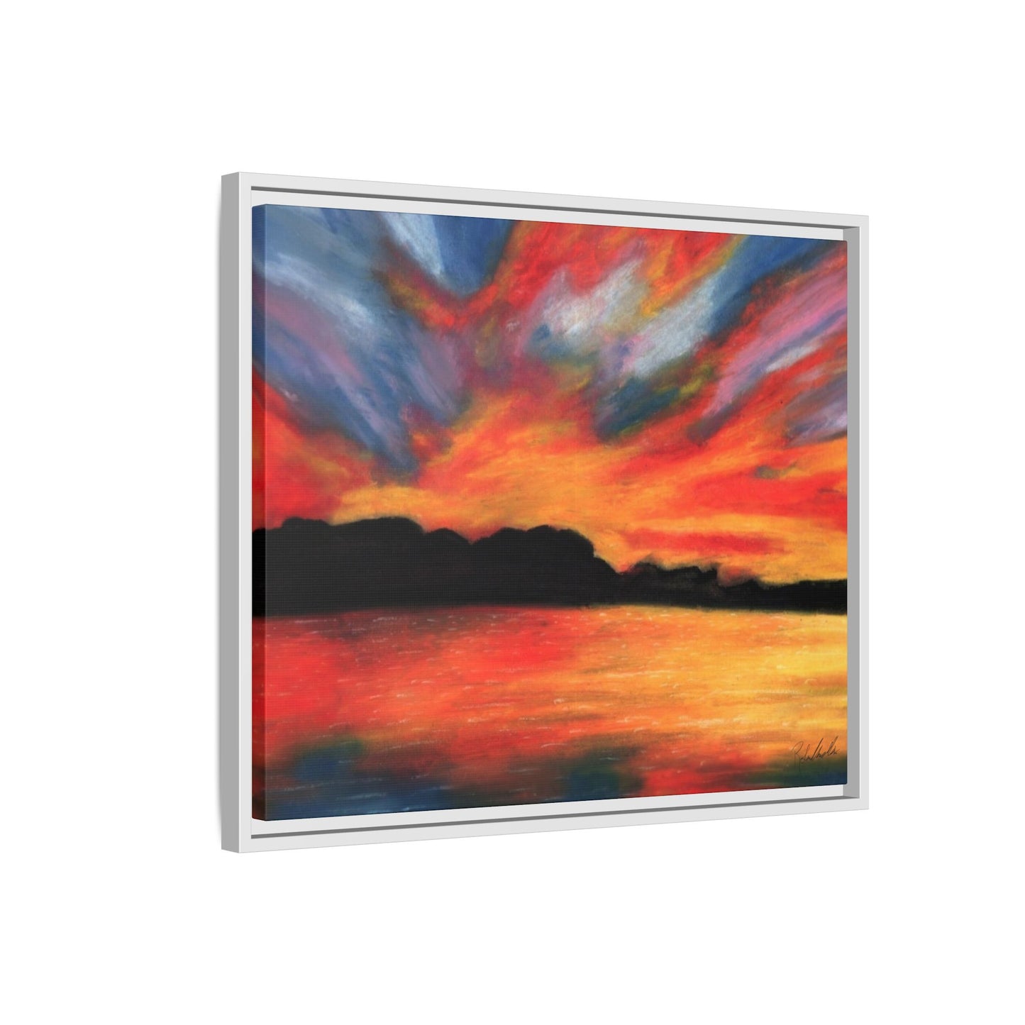 Sunset Over The Lake Framed Wall Art