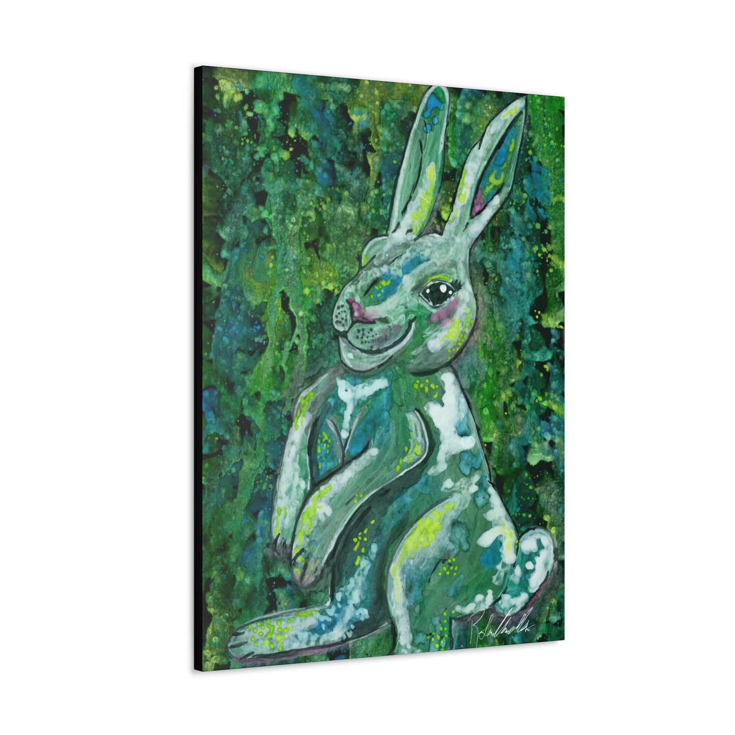 Green Rabbit Canvas Gallery Wraps