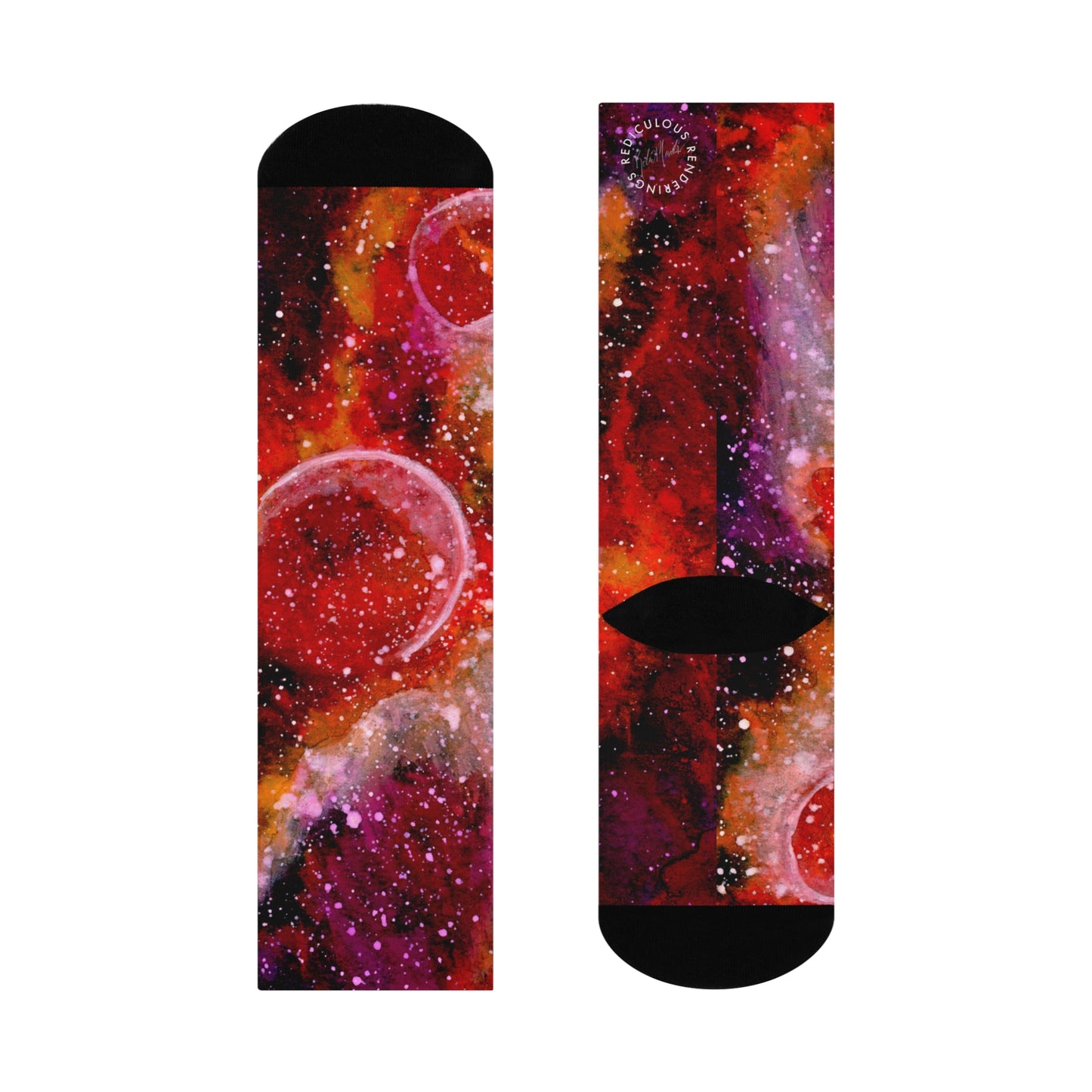 Orange Moons Galaxy Cushioned Crew Socks