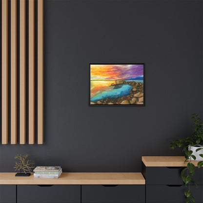 Sunset Ocean Beach Framed Wall Art