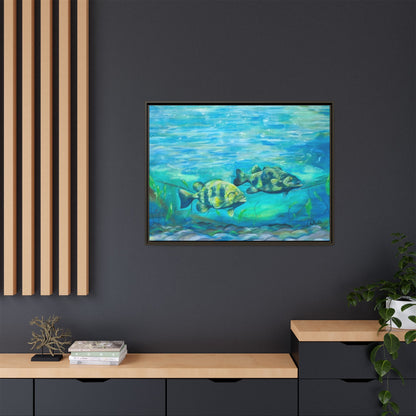 Framed Matte Canvas - Underwater Fish Scene
