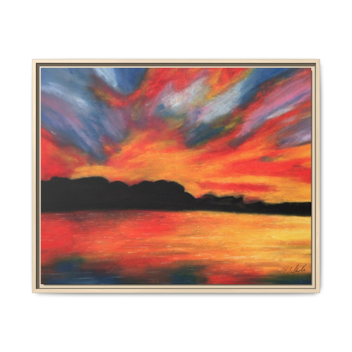 Sunset Over The Lake Framed Wall Art