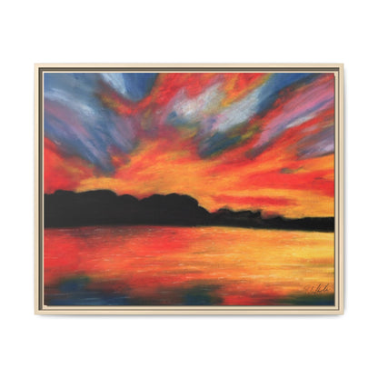 Sunset Over The Lake Framed Wall Art