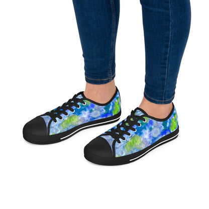 Floral Watercolor Low Top Sneakers — Blue Green Garden Print
