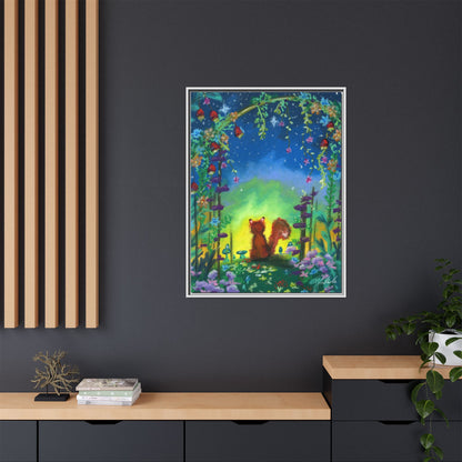 Fox Under Flowers Framed Wall Art