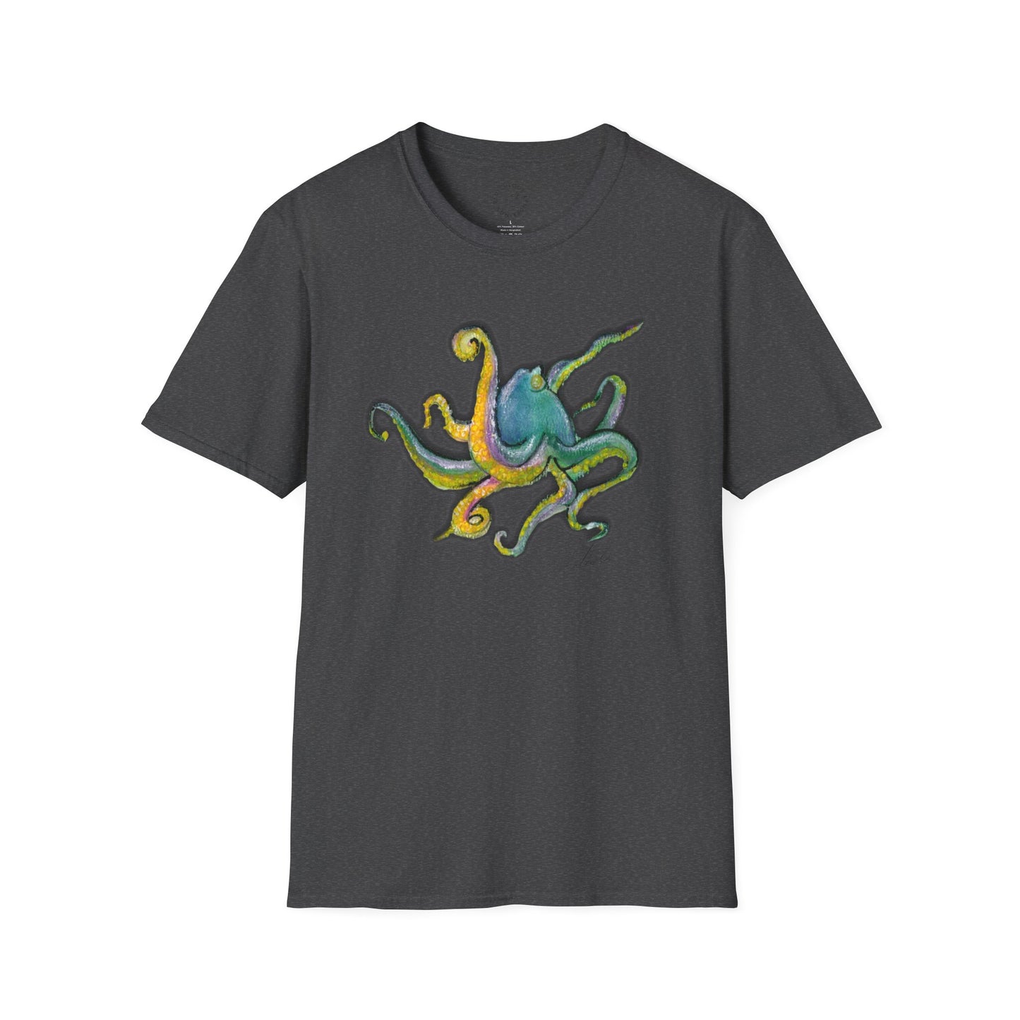 Green octopus Unisex Softstyle T-Shirt