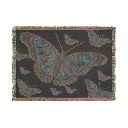 Butterfly Woven Blanket – Boho Tapestry Throw for Cozy Living, Neutral & Dark Reversible Design