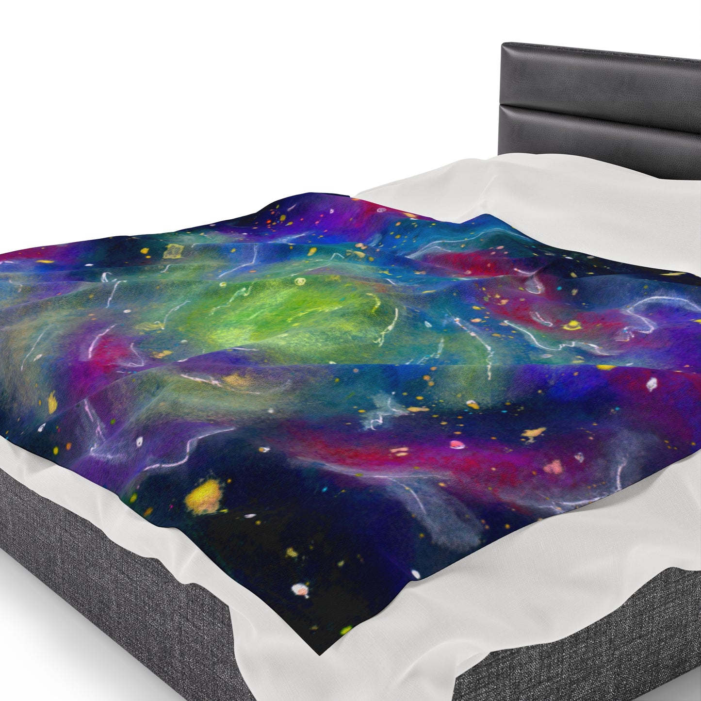 Rainbow Vortex Galaxy Velveteen Plush Blanket