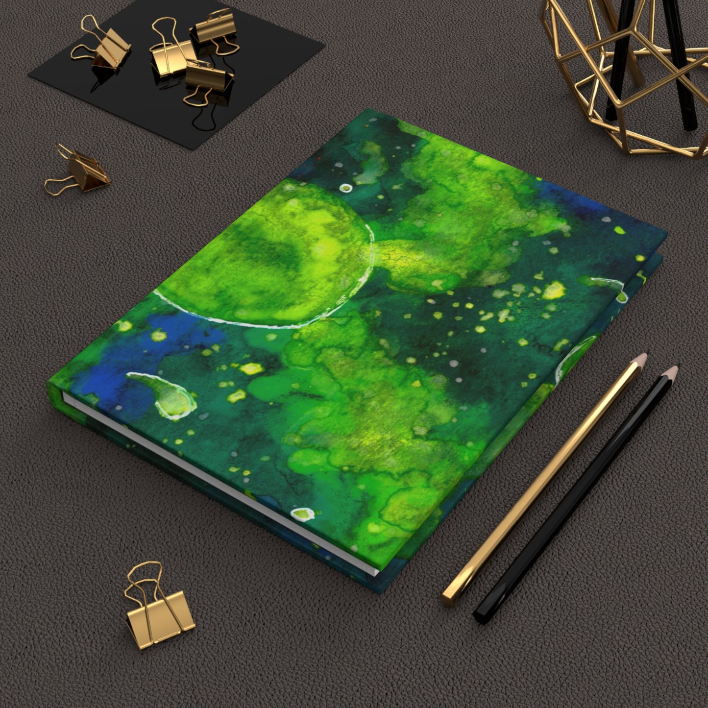 Green Galaxy Hardcover Journal Matte 150 Pages, Printed Cover