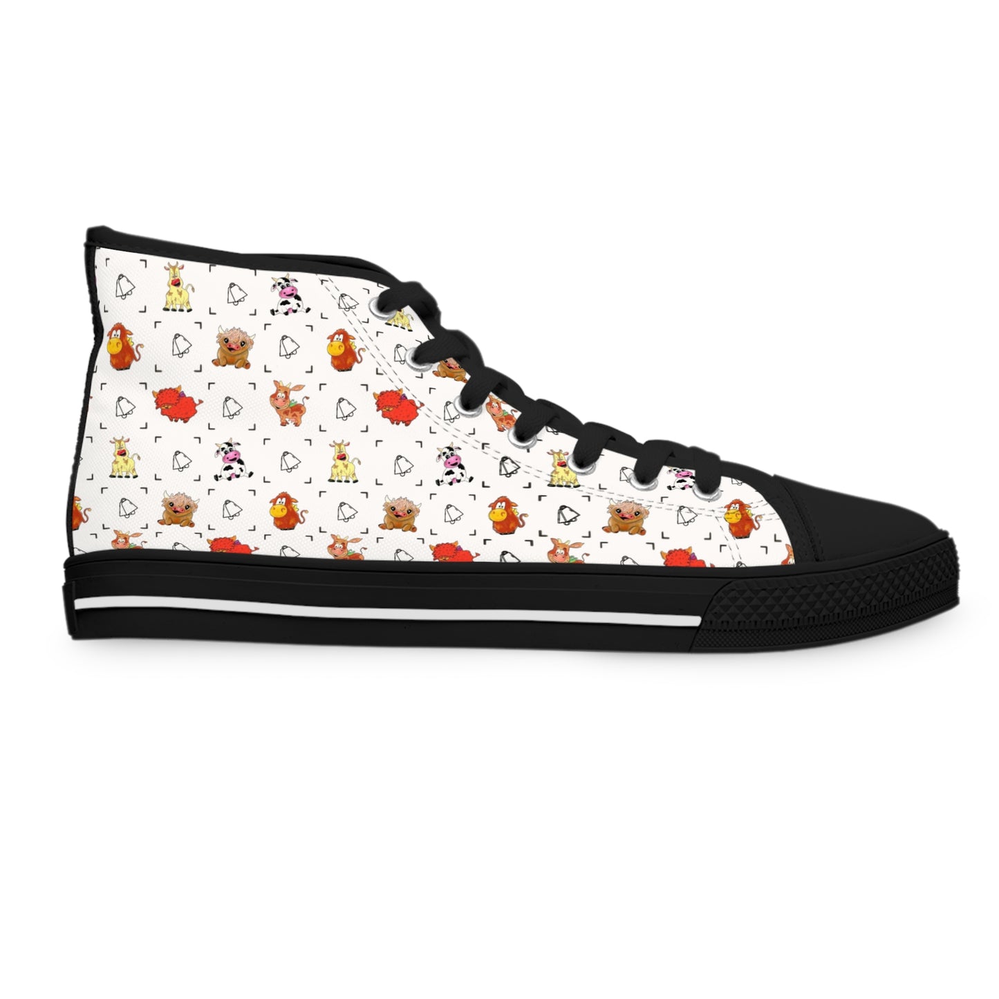 Women's High Top Sneakers — Cute Autumn Animal Cow Pattern Casual Shoes