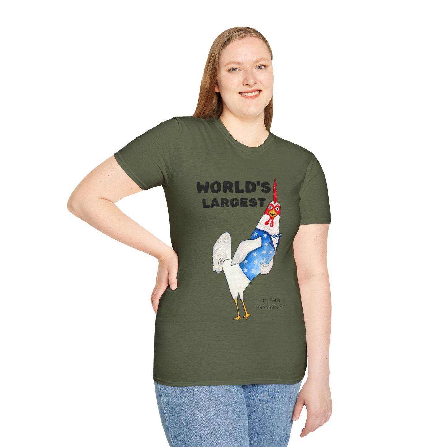 World's Largest Chicken T-Shirt — Funny Patriotic Rooster Tee