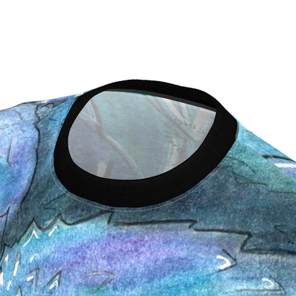 Blue Serpent All-Over Print Tee — Water Snake Face Design