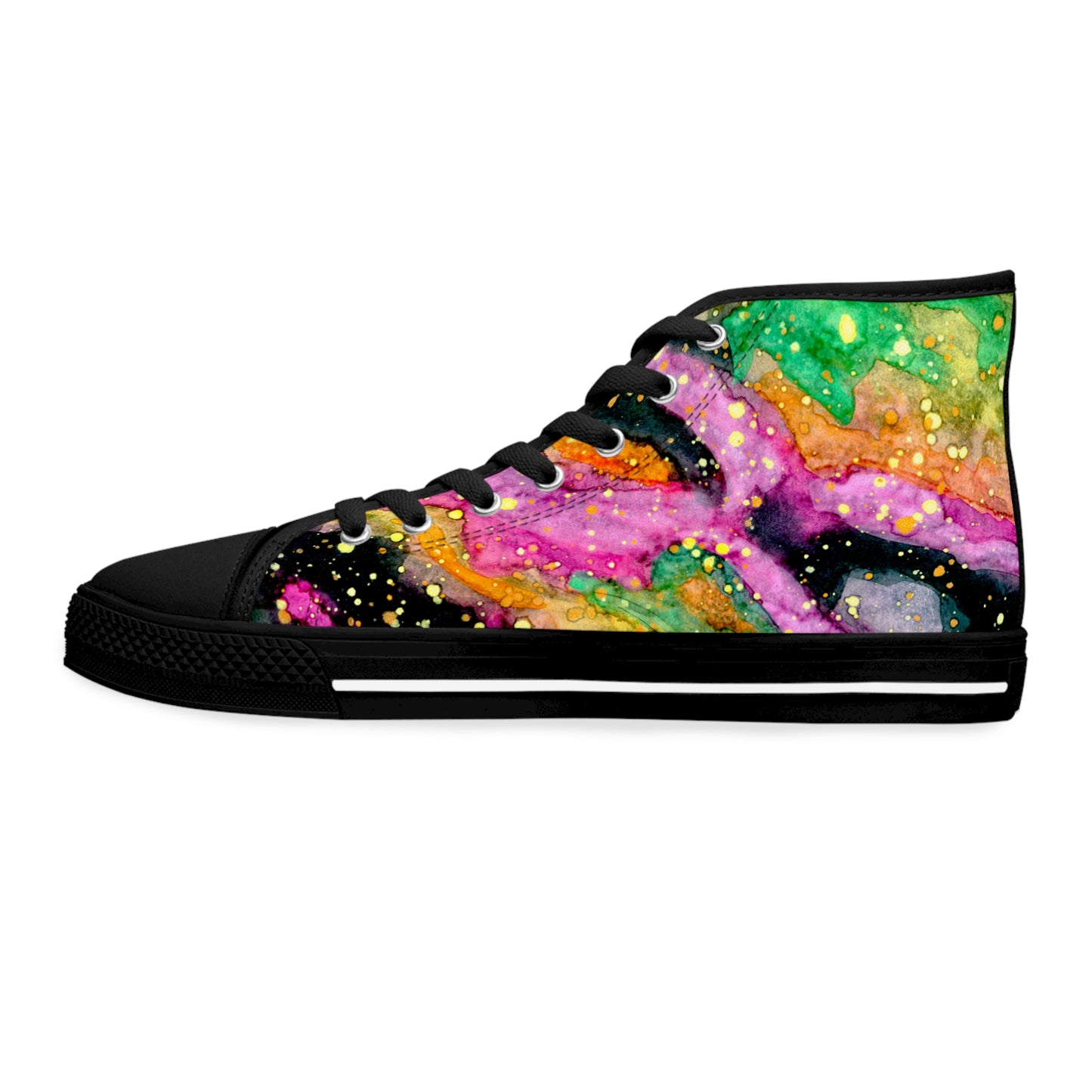 Neon Galaxy Unisex Classic High Top Sneakers Closed Toe Casual Walking Fashion Shoes